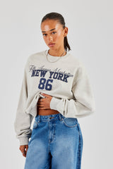 New York Oversized Sweatshirt - Grey Marl