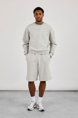 Sweater & Embroidered Jersey Jort - Grey Marl