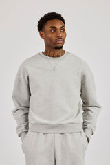 Sweater & Embroidered Jersey Jort - Grey Marl