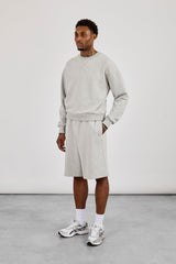 Sweater & Embroidered Jersey Jort - Grey Marl