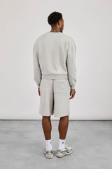 Sweater & Embroidered Jersey Jort - Grey Marl