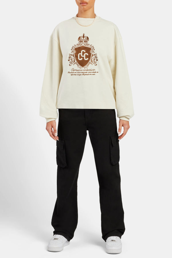 Crnc Applique Varsity Sweatshirt - Ecru