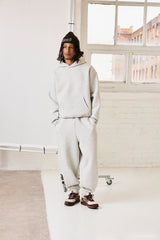 480GSM Fleece Hoodie & Cuffed Jogger - Grey Marl