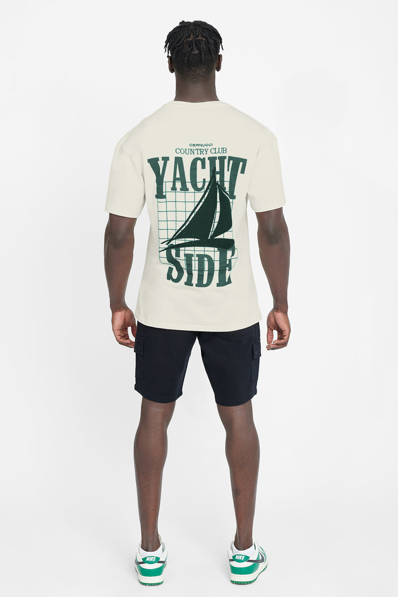 Oversized Yacht Graphic T-Shirt - Ecru
