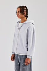 Zip Through Hoodie - Ash Grey