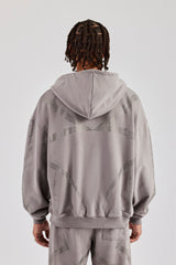 Rhinestone Cross Zip Through Hoodie - Charcoal