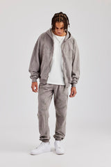 Rhinestone Cross Zip Through Tracksuit - Charcoal