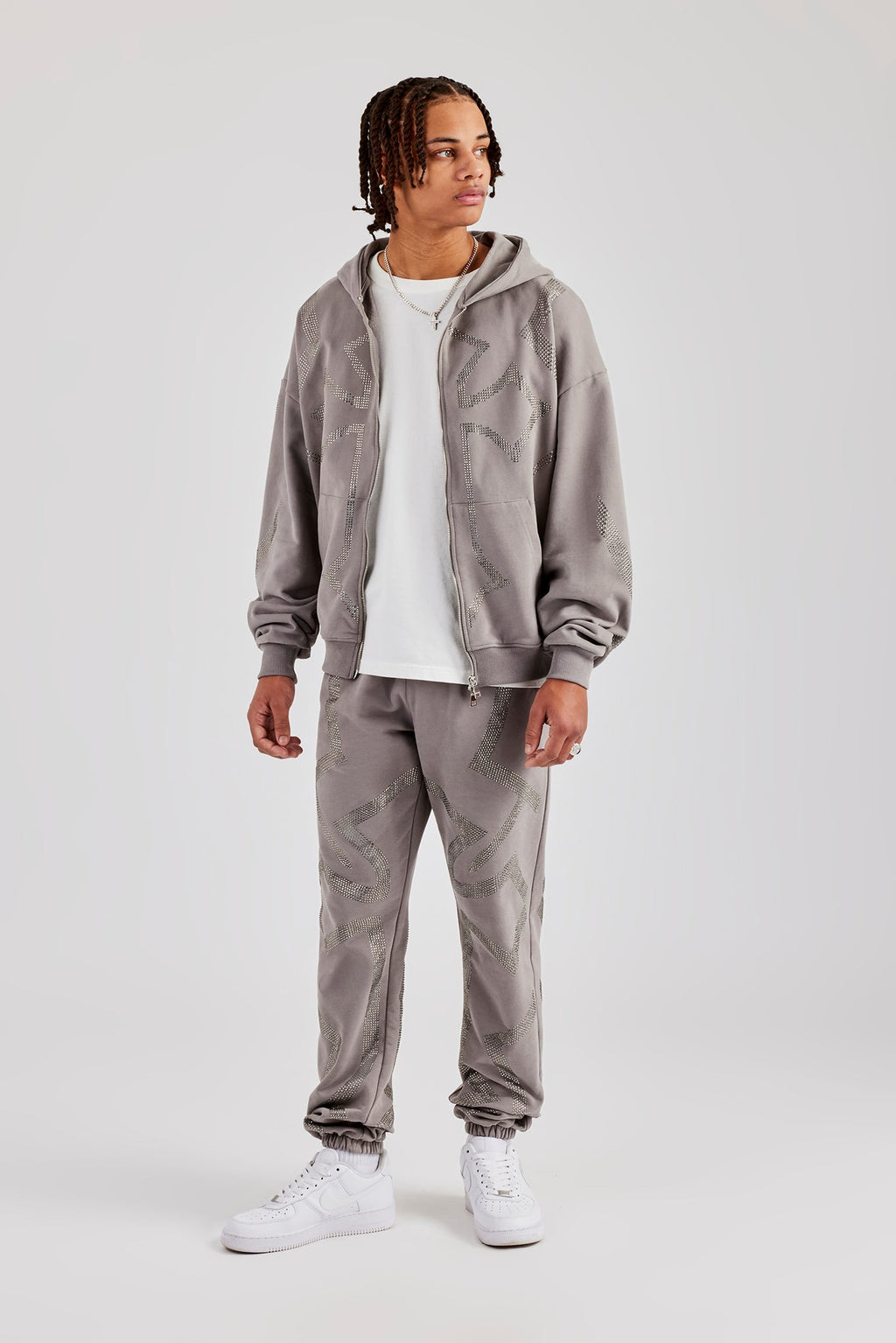 Men Rhinestone Track Suits Rhinestone Cross Zip Through Tracksuit - Charcoal | Mens Sets | Shop ...