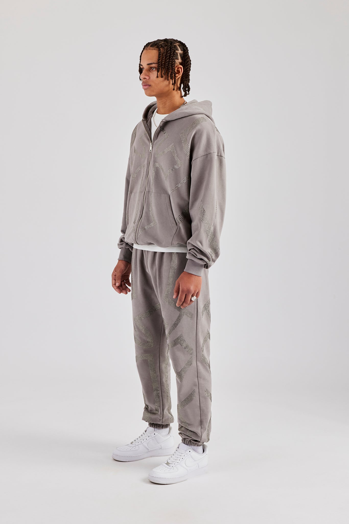Men Rhinestone Track Suits Rhinestone Cross Zip Through Tracksuit - Charcoal | Mens Sets | Shop ...