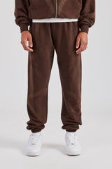 Rhinestone Diamond Cuffed Jogger - Chocolate