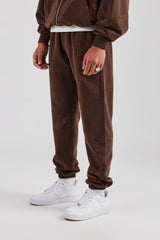 Rhinestone Diamond Cuffed Jogger - Chocolate