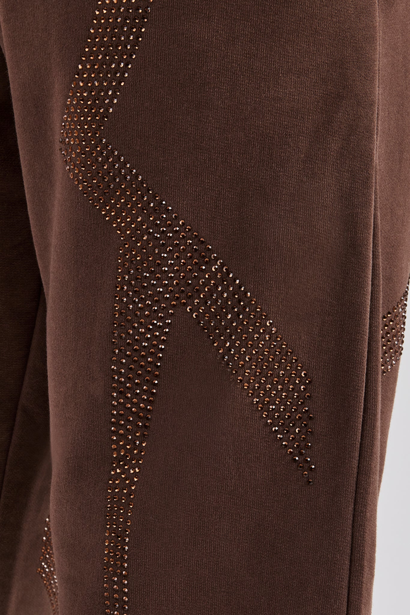 Rhinestone Diamond Cuffed Jogger - Chocolate