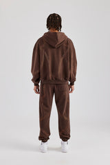 Rhinestone Cross Zip Through Tracksuit - Brown