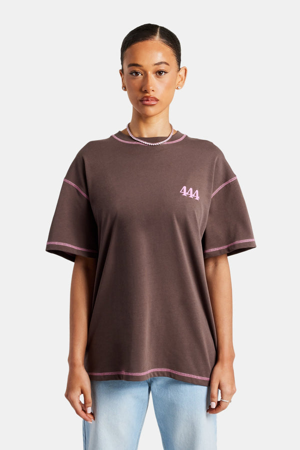 Cherub Oversized Print T-Shirt - Chocolate