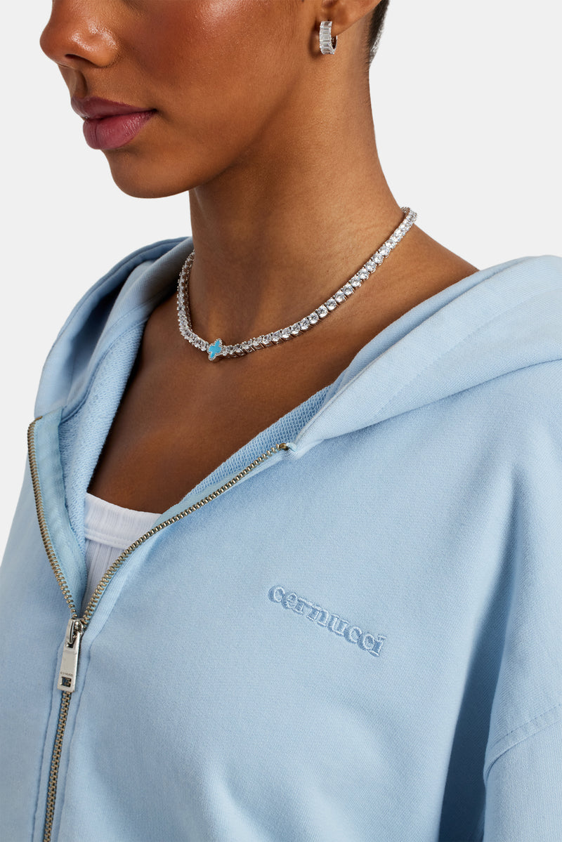 Cernucci Zip Through Hoodie - Light Blue