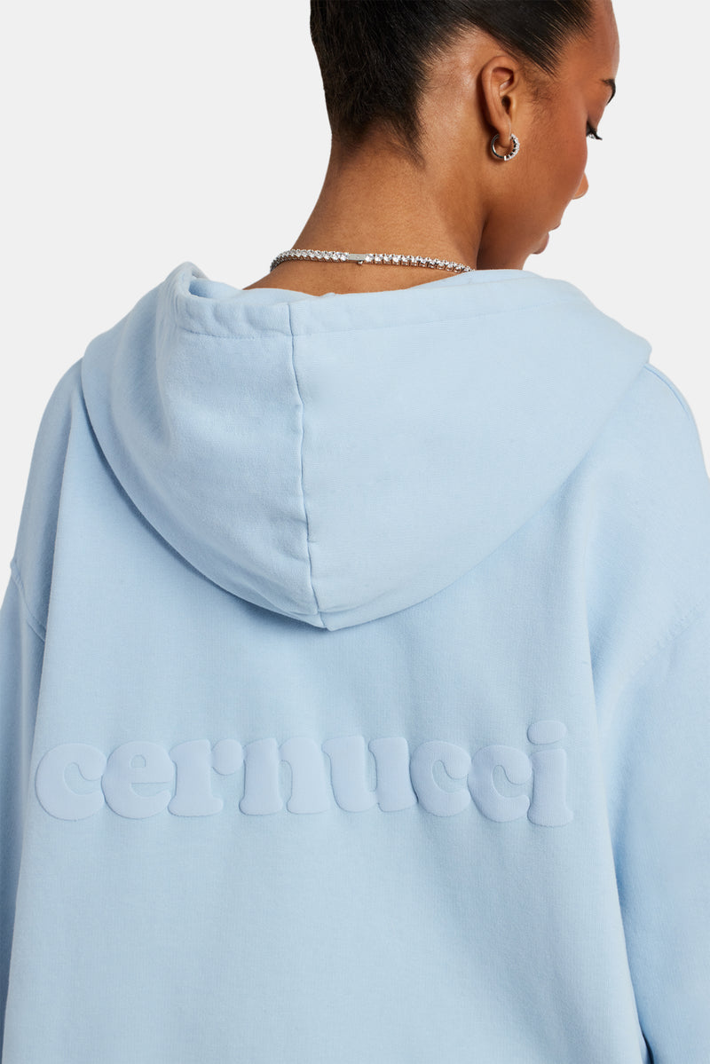 Cernucci Zip Through Hoodie - Light Blue