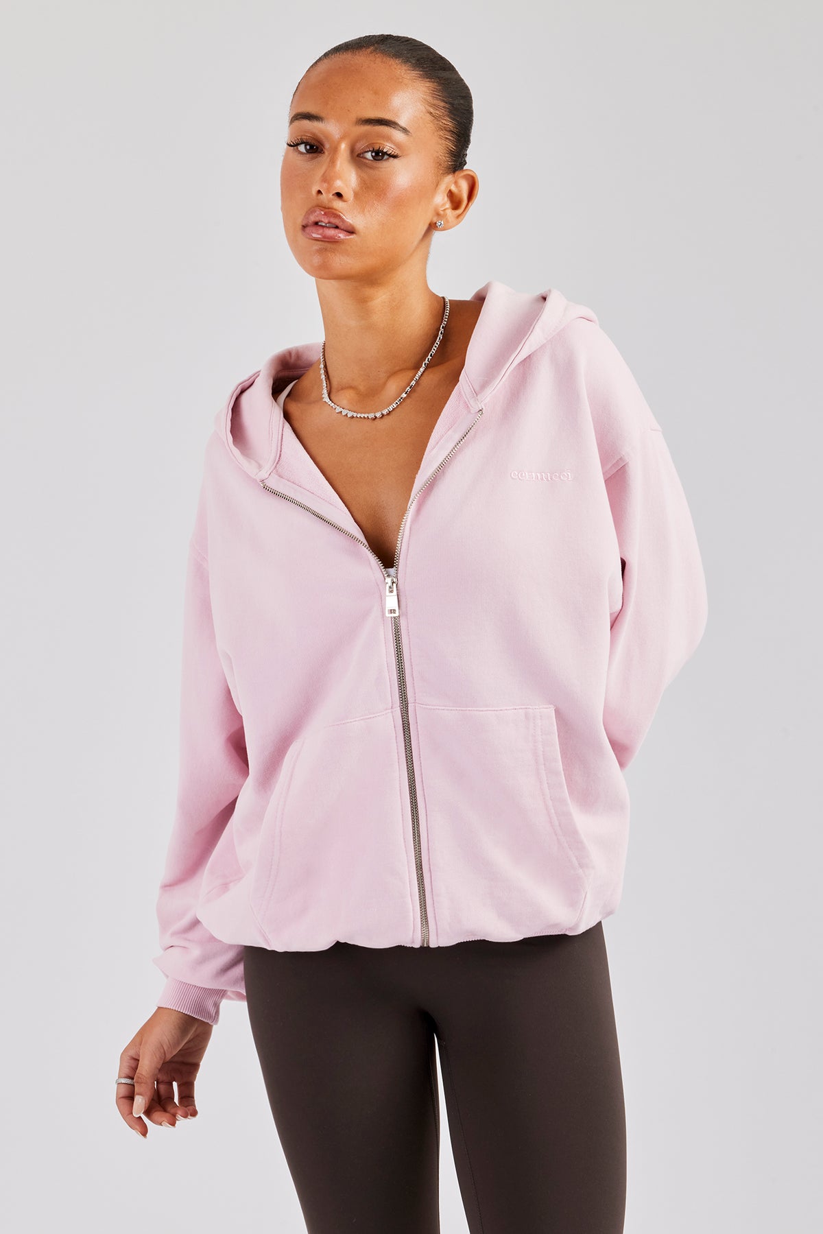 Cernucci Limited Zip Through Hoodie Pink Womens Hoodies