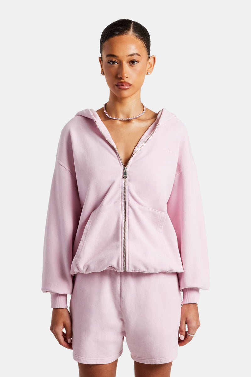 Cernucci Zip Through Hoodie & Short Set  - Pink