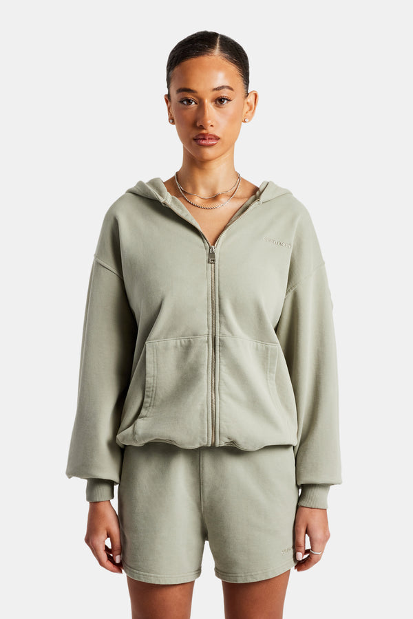 Cernucci Zip Through Hoodie - Sage