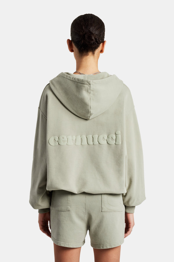 Cernucci Zip Through Hoodie - Sage