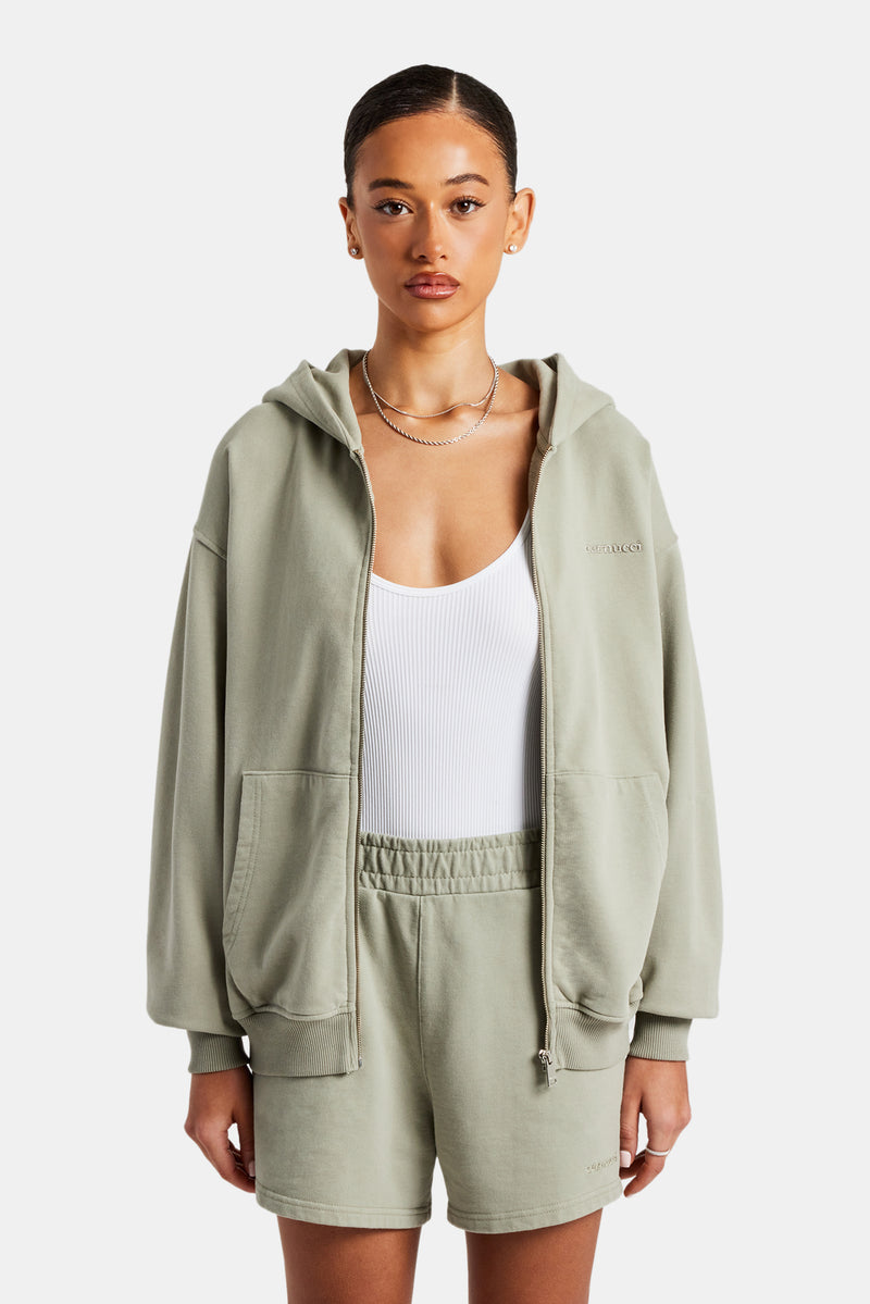 Cernucci Zip Through Hoodie - Sage