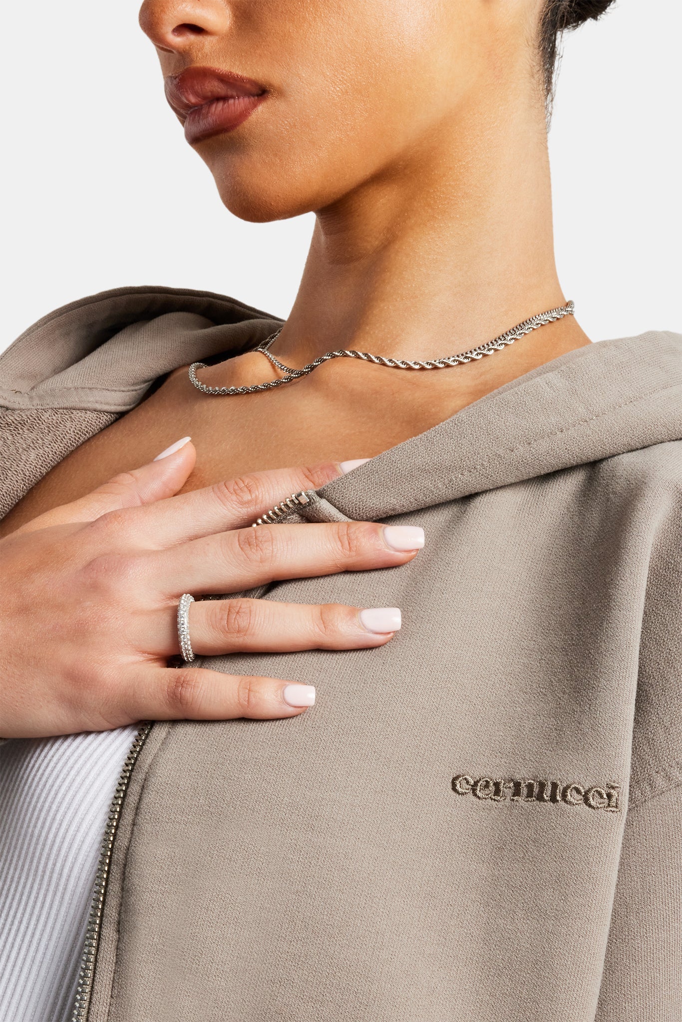 Cernucci Limited Zip Through Hoodie - Taupe | Womens Hoodies