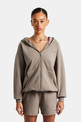 Cernucci Zip Through Hoodie & Short Set - Taupe