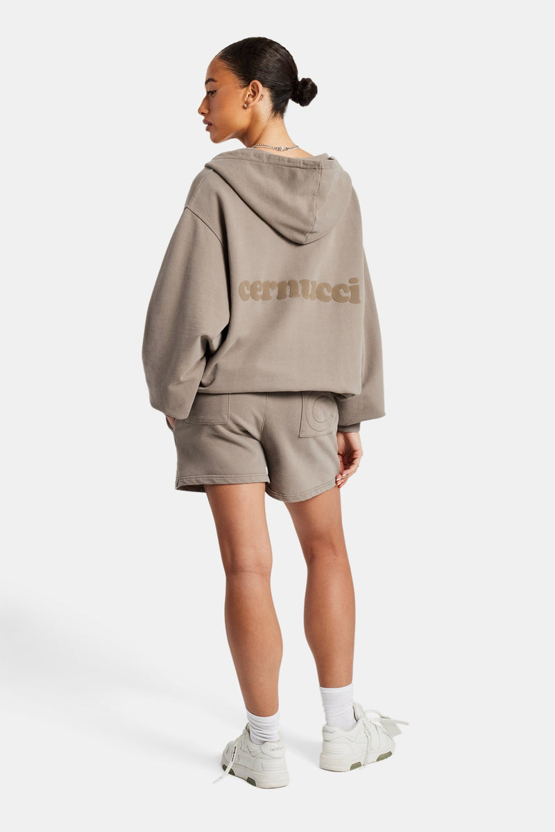 Cernucci Zip Through Hoodie - Taupe