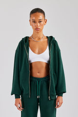 Womens Zip Through Hoodie - Dark Green