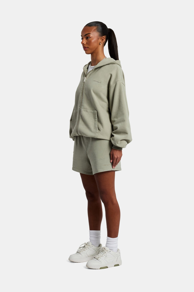 Cernucci Zip Through Hoodie & Short Set - Sage