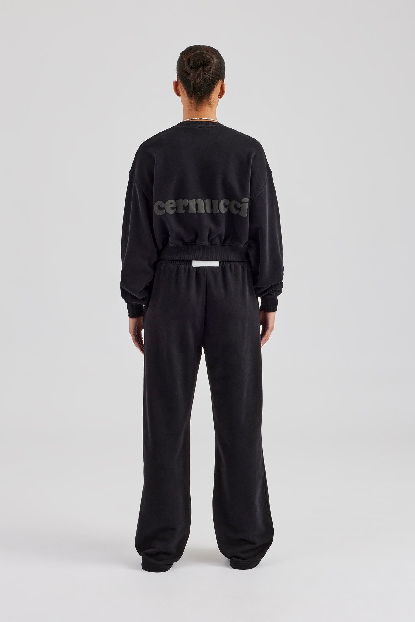 Cernucci Cropped Sweatshirt & Jogger - Black