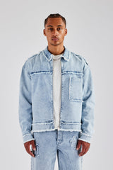 Raw Edge Denim Jacket - Iced Blue