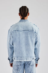 Raw Edge Denim Jacket - Iced Blue