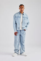 Raw Edge Denim Jacket - Iced Blue