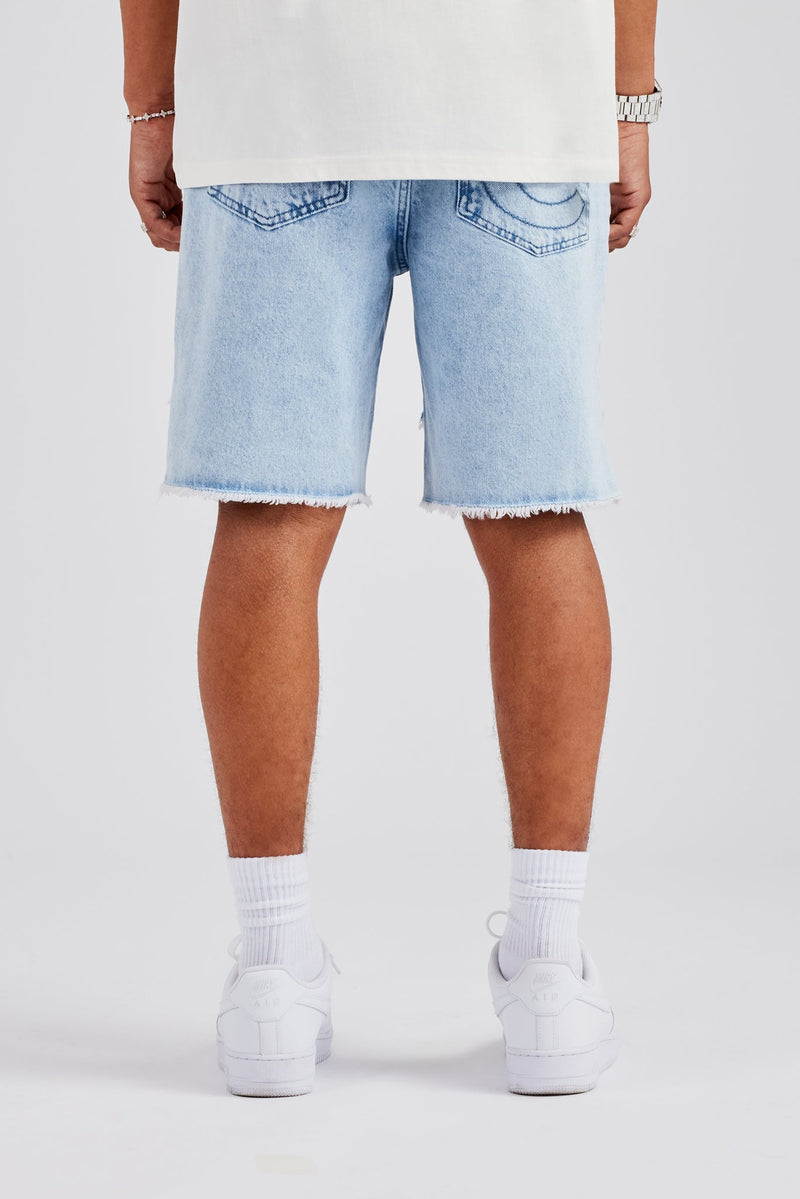 Raw Edge Denim Short - Iced Blue