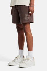 Embellished C Relaxed Shorts - Chocolate