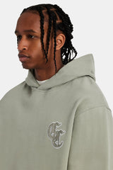 Gothic C Rhinestone Hoodie - Sage