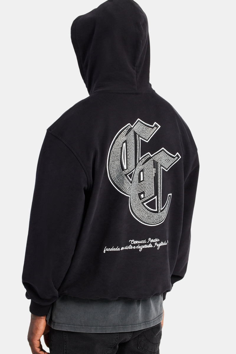 Rhinestone Hoodie - Black