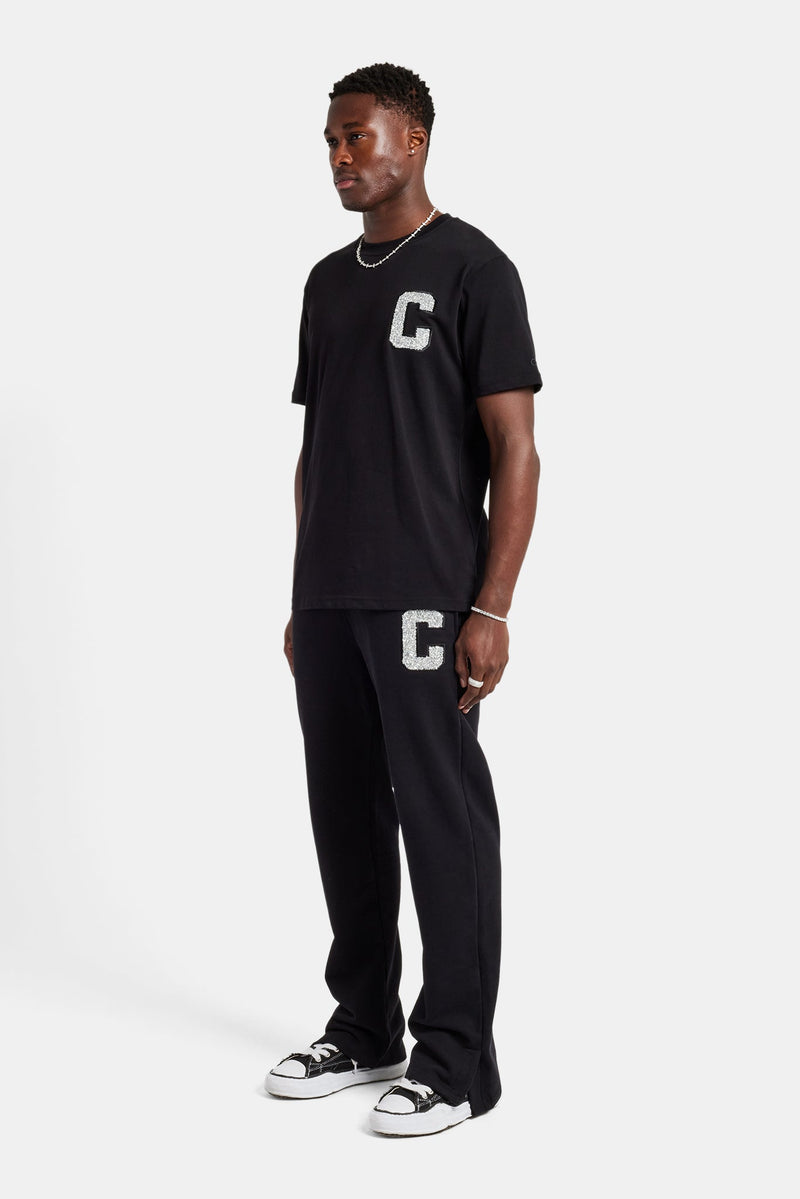 Embellished C T-Shirt & Jogger - Black