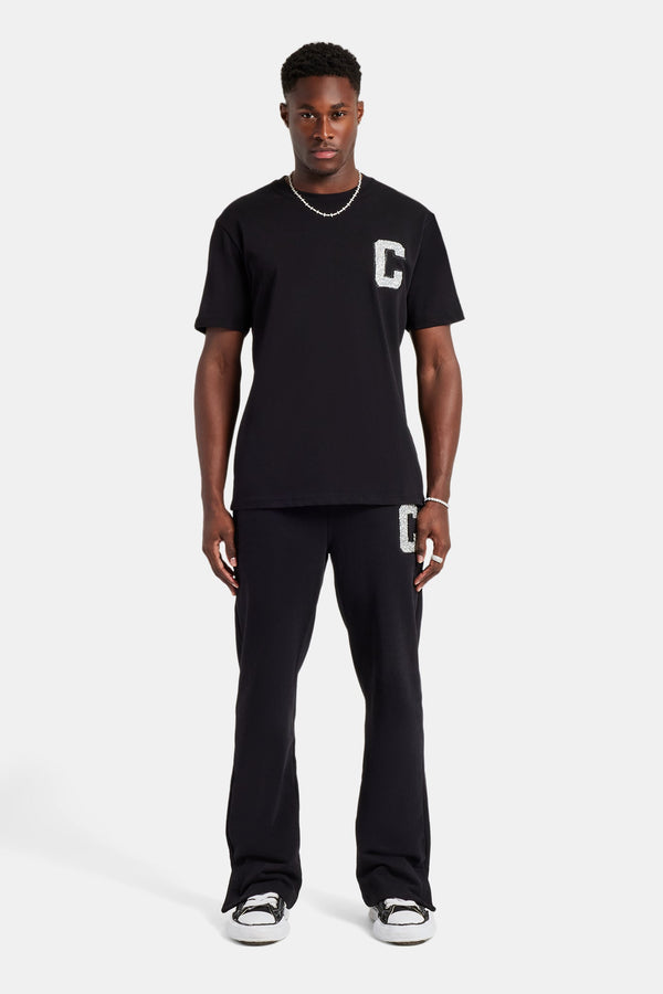 Embellished C T-Shirt & Jogger - Black