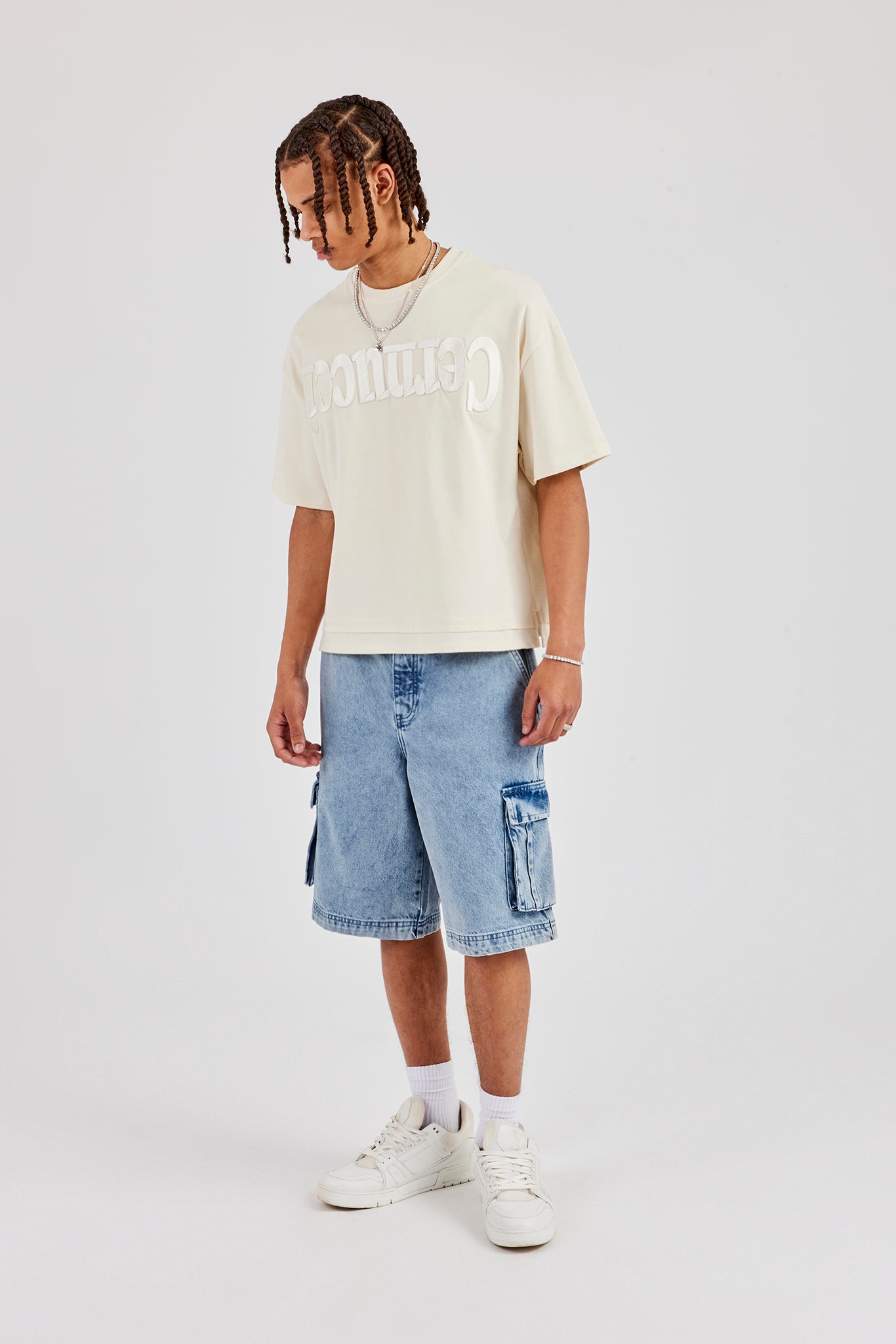 Denim Cargo Bermuda Jort - Light Blue