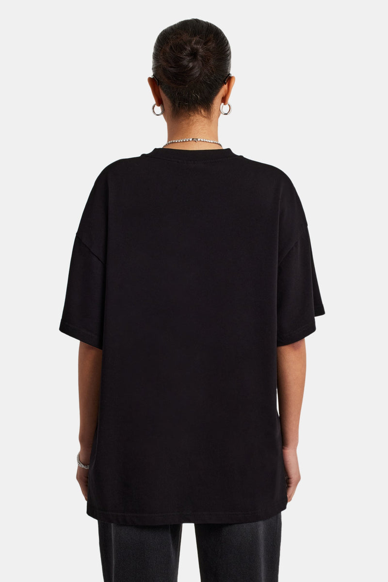 Oversized Cherry Graphic T-Shirt - Black