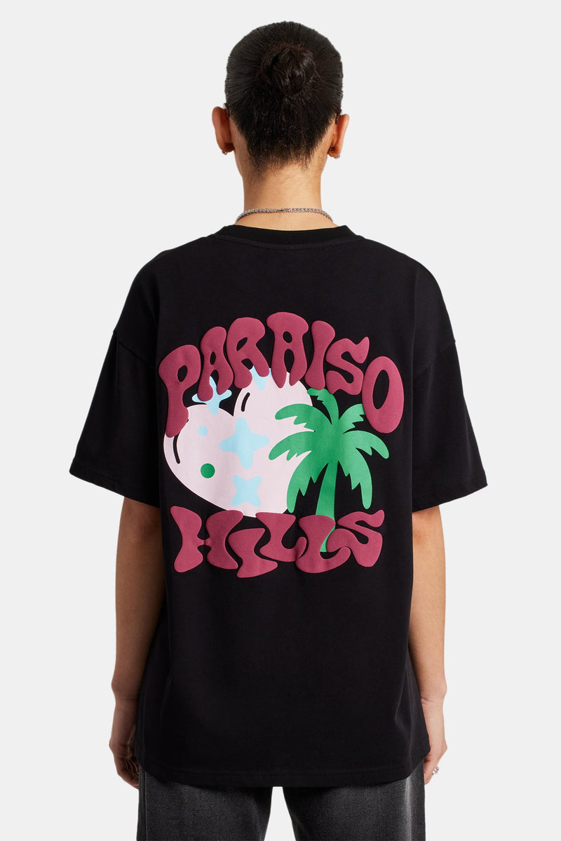Paraiso Hills Palm Oversized T-Shirt - Black