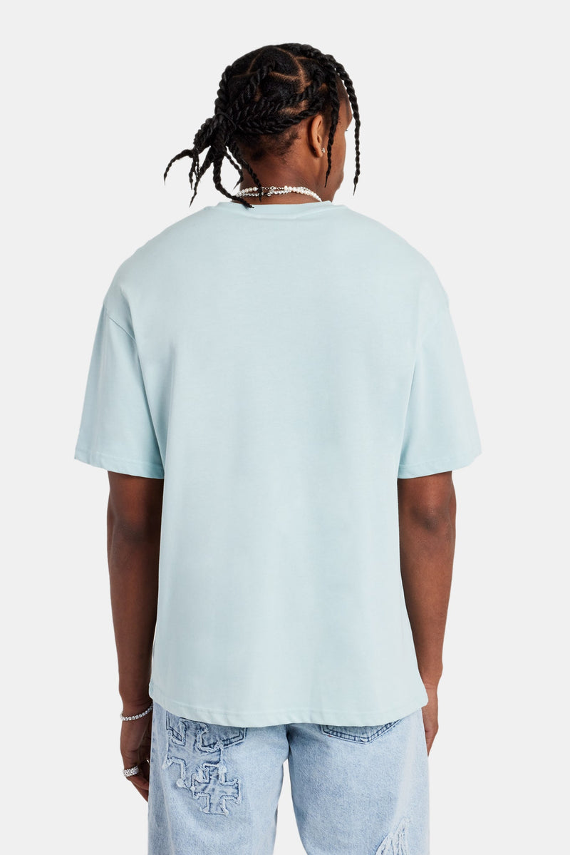 Palm Print T-Shirt - Light Blue
