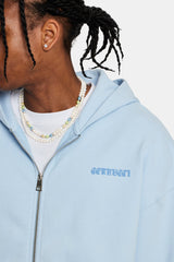 Cherub Text Zip Hoodie - Light Blue