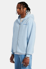 Cherub Text Zip Hoodie - Light Blue