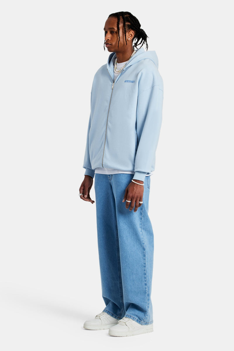 Cherub Text Zip Hoodie - Light Blue