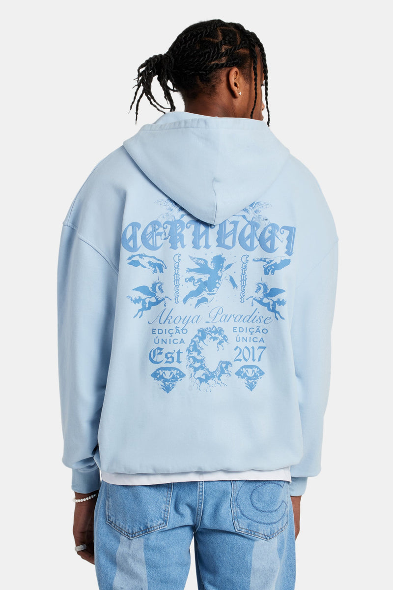 Cherub Text Zip Hoodie - Light Blue