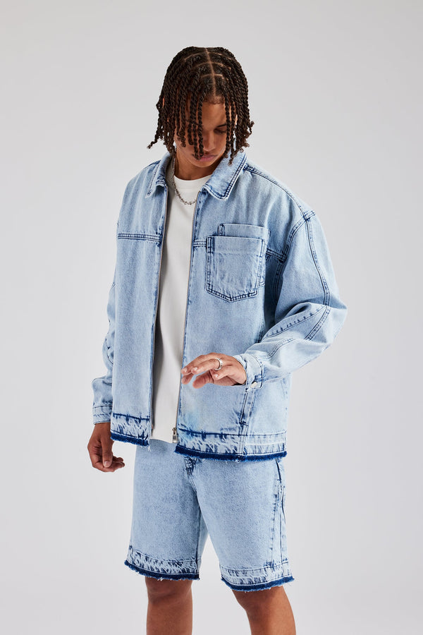 Denim Zip Jacket - Light Blue