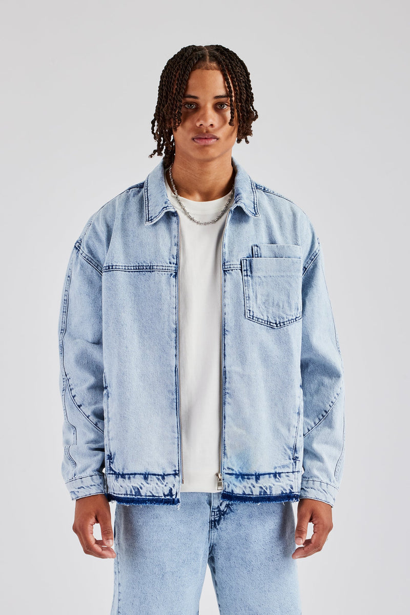 Denim Zip Jacket - Light Blue